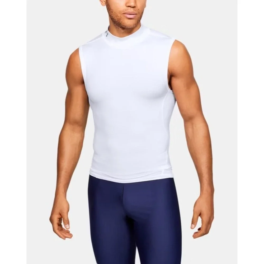 Under Armour®‎ (Men's XL) HeatGear® Mock Sleeveless Shirt in White